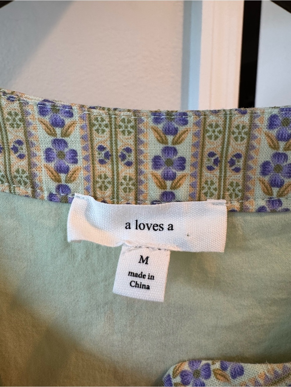 A loves A Light Green linen blend Floral Tie-Waist Mini Dress - Picture 2 of 8